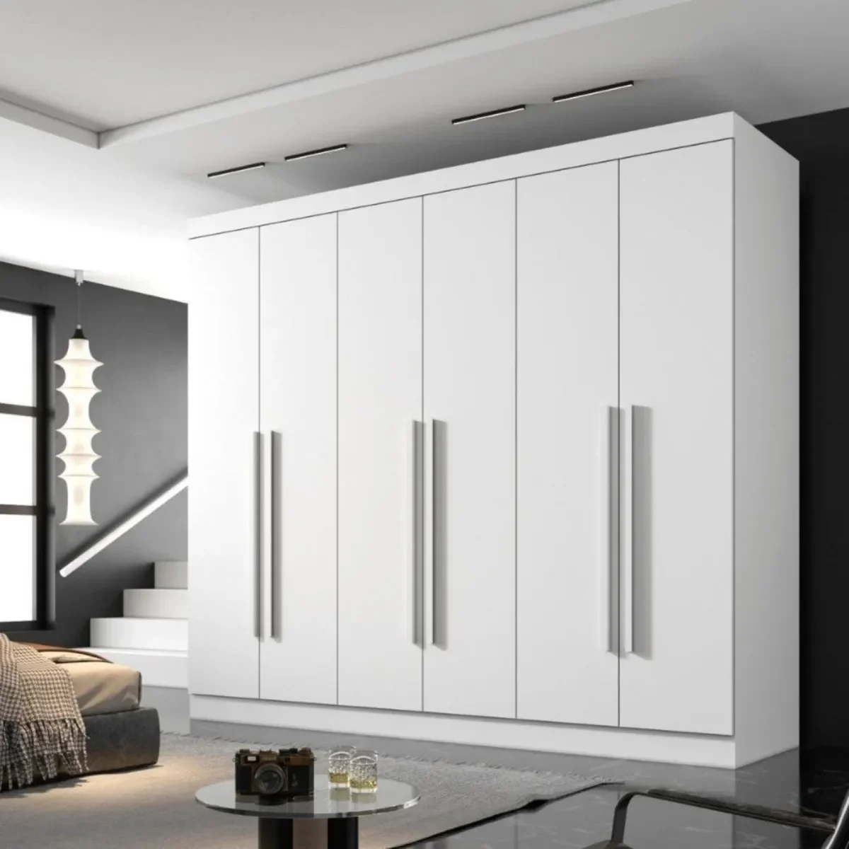 Guarda Roupa Casal Olímpia 6 Portas 6 Gavetas Divisao Ele e Ela:neve