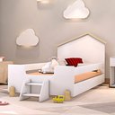Ver imagem 1 de Cama Casinha Montessoriana Solteiro Com Escadinha Branco Ayla Divaloto