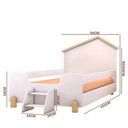 Cama Casinha Montessoriana Solteiro Com Escadinha Branco Ayla Divaloto - 4