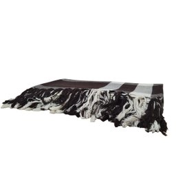 Manta Decorativa Cama King Bege com Marrom 2,55 x 2,35 m - 2