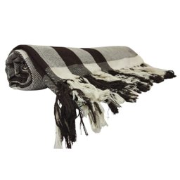 Manta Decorativa Cama King Bege com Marrom 2,55 x 2,35 m - 1