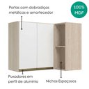 Ver imagem 4 de Armario Aereo de Canto 2 Portas 2 Nichos MDF 89x68 cm Kali 193641 Bianco Toq Branco Nicioli