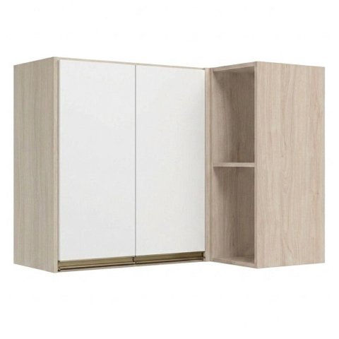 Armario Aereo de Canto 2 Portas 2 Nichos MDF 89x68 cm Kali 193641 Bianco Toq Branco Nicioli