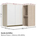 Ver imagem 3 de Armario Aereo de Canto 2 Portas 2 Nichos MDF 89x68 cm Kali 193641 Bianco Toq Branco Nicioli