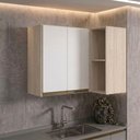 Ver imagem 6 de Armario Aereo de Canto 2 Portas 2 Nichos MDF 89x68 cm Kali 193641 Bianco Toq Branco Nicioli