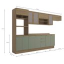 Ver imagem 3 de Armário de Cozinha Modulada Completa Reta 8 Peças 3,50m Botanic Kappesberg - Nogueira/verde Oliva