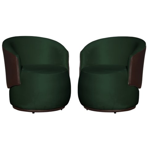Kit 2 Poltronas para Recepção Confortável Orgânica - Veludo - Sv Decor:verde