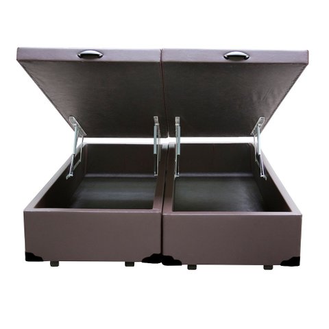 Cama Box Baú Blindado King Bipartido Principe Das Camas Sintético Marrom 193x203x41