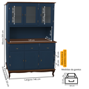 Ver imagem 4 de Arca Oratória de Madeira com 6 Portas e 3 Gavetas - Azul Bic com Tampo e Base Imbuia Glazer