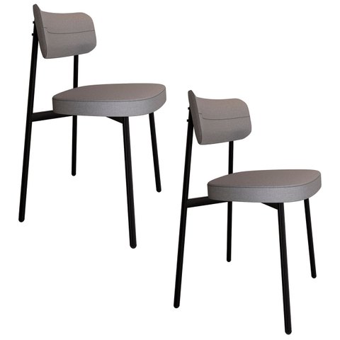Cadeira de Jantar Estofada Kit 2 Ella M25 Linho Cinza Cl - Mpozenato