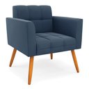 Ver imagem 1 de Poltrona Elisa Suede Azul Marinho Pés Palito Castanho - D'Rossi