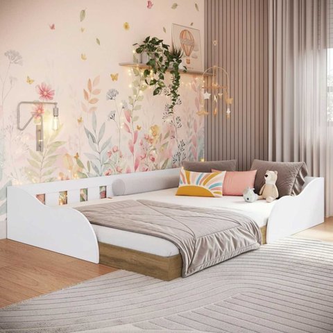 Cama de Casal Montessoriana Memphis  com Proteção Lateral Art In Móveis (sem Colchão)