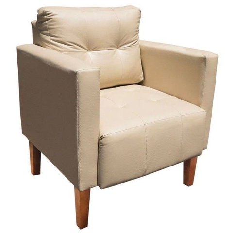 Poltrona Sala Decorativa Livia Pé Madeira Castanho Sintético Bege M11 - D'Rossi