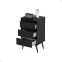Ver imagem 3 de Criado Mesa de Cabeceira Retrô com Gaveta Wood:Preto