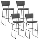 Ver imagem 1 de Kit 04 Banquetas Alta para Cozinha Sala Base em Aço Fixa Allana L02 Linho Cinza Escuro - Lyam