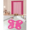Ver imagem 1 de Kit Decoração Luna para Quarto Menina = Cortina Malha 2 Metros + Tapete Pelúcia Borboleta- Pink