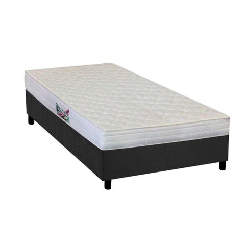 Cama Box Solteiro: Colchão Espuma Herval AG65 Frontier + Base CRC Suede Gray(88x188)