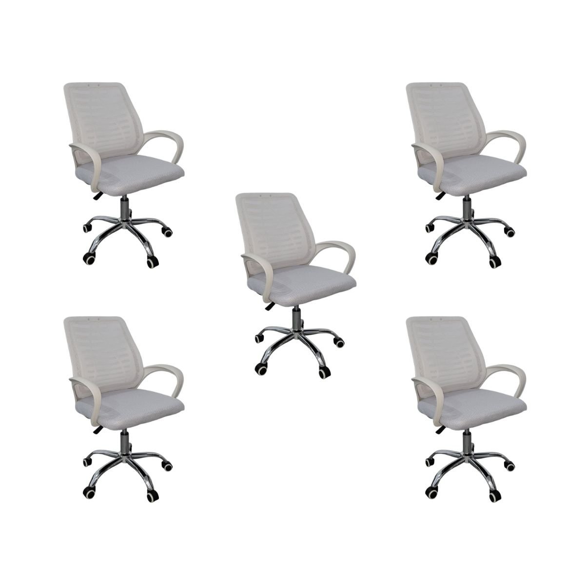 Kit 5 Cadeiras de Escritório Esteirinha Tela Mesh Branco - 2