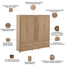 Ver imagem 5 de Guarda Roupa Casal 5 Portas 6 Gavetas 220cm Madeira Maciça Benton F06 Tauari - Lyam Decor