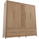 Ver imagem 7 de Guarda Roupa Casal 5 Portas 6 Gavetas 220cm Madeira Maciça Benton F06 Tauari - Lyam Decor