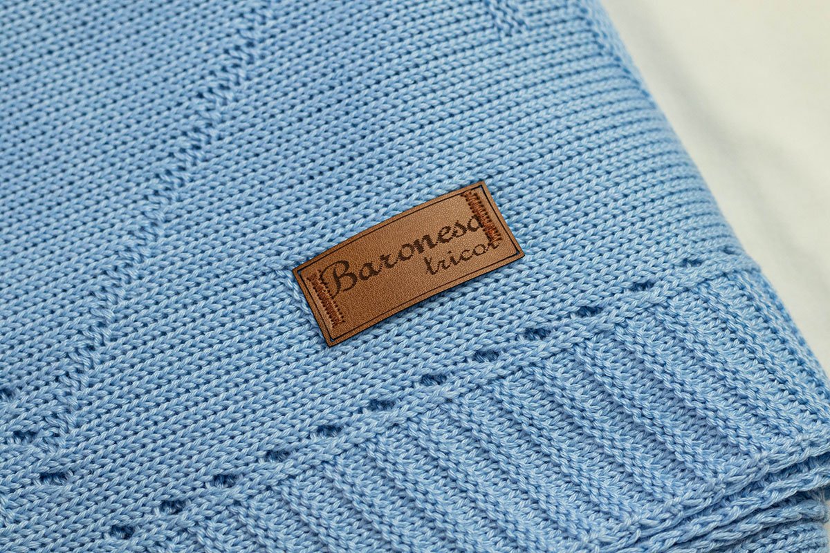 Manta de Tricô Cobertor Tricot Para Bebê Recém Nascido Cor: Azul BB - 2