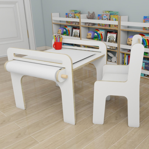 Mesa e Cadeira Infantil Educativa Evolutiva Montessori -cool - Branco