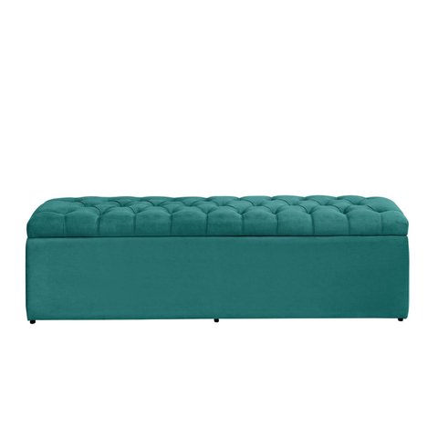 Calçadeira Baú Imperatriz 100 cm Suede Azul Tiffany