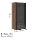 Ver imagem 3 de Armario Aereo 1 Porta Vidro MDF 40x90 cm Kali 119774 Carvalho Toq Nicioli