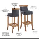 Ver imagem 3 de Kit 3 Banquetas Alta com Encosto Estofado Diamantina em Madeira Maciça Mel Linho Cinza L67 Rmi