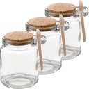 Ver imagem 1 de Kit 3 Pote Vidro Borossilicato 240ml Colher de Madeira Rolha