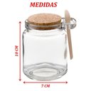 Ver imagem 2 de Kit 3 Pote Vidro Borossilicato 240ml Colher de Madeira Rolha