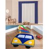 Kit Decoração Lutty para Quarto Menino = Cortina Malha 2 Metros + Tapete Pelúcia Kombi - Azul - 1
