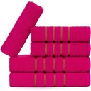 Ver imagem 1 de Jogo 5pçs 2 Banho + 2 Rosto + 1 Tapete P-banheiro 100% Algodão Alta Absorção - Rosa Pink