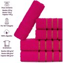 Ver imagem 6 de Jogo 5pçs 2 Banho + 2 Rosto + 1 Tapete P-banheiro 100% Algodão Alta Absorção - Rosa Pink
