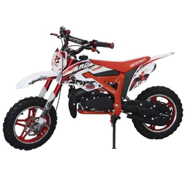 Mini Moto Infantil Partida Elétrica Gasolina 2T 49CC Cross Trilha Off Road WVDB-005VM Vermelha - 3