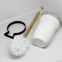 Ver imagem 2 de Escova Vaso Sanitário Privada Banheiro Suporte Parede Base Cerâmica