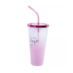 Copo Com Canudo e Cubos de Gelo Te Amo 600ml - Projeto Kiwi PKDF8809-2 - 3