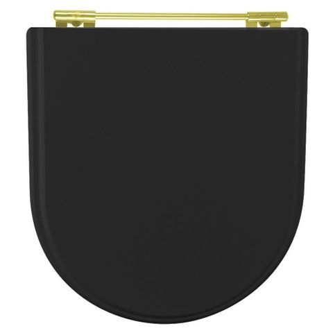 Tampa de Vaso Poliéster Calypso Preto para Bacia Incepa com Ferragem Dourada