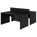 Ver imagem 1 de Mesa Dupla para Escritório 1,50x1,35mm - c/ Gavetas - Preto/Preto - 26073