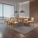 Ver imagem 1 de Sala de Jantar Mesa Nala 220cm Tampo Laminado Canto Moeda com 8 Cadeiras Bella Mobillare