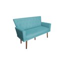 Ver imagem 1 de Namoradeira Decorativa Aurora Suede Azul Tifany Pés Madeira Mz Decor