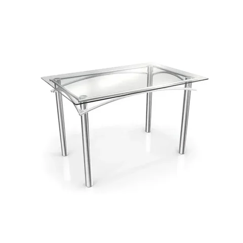 Mesa com Tampo de Vidro Retangular 120x80cm Elba Crome Prata/Cromado