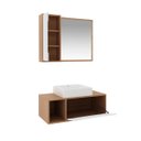 Ver imagem 3 de Kit Gabinete Suspenso com Cuba e Espelheira Amêndoa Branco Tecno Mobili