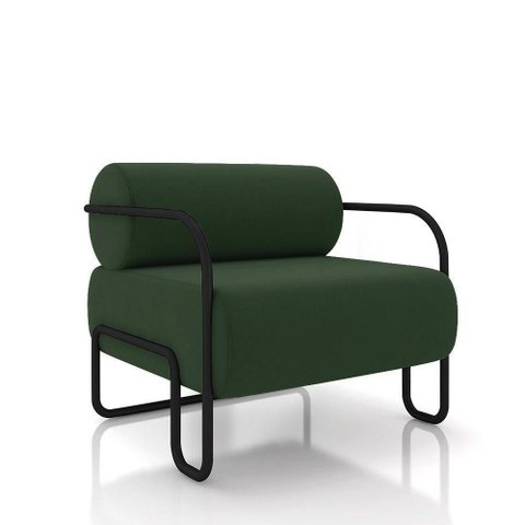 Poltrona Sala de Estar Industrial Preto Ameli Veludo K01 - D'Rossi Cor Verde Musgo