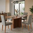 Ver imagem 2 de Mesa de Jantar Isadora Mdf com 4 Cadeiras Estofadas Suede Joli Molci