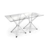 Mesa com Tampo de Vidro Retangular 150x80cm Volga Crome Kappesberg - 1