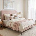 Ver imagem 3 de Cama Queen Pés Ferro Nami com Cabeceira Parise Linho Rosa Claro - Nexta Casa