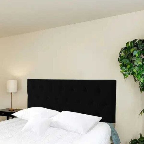 Cabeceira Queen Luna Suede Liso Preto 160 x 80 RBL