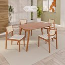Ver imagem 1 de Sala de Jantar Mesa 135x76cm Tampo Laminado com 4 Cadeiras em Linho Ceci Yescasa Marrom