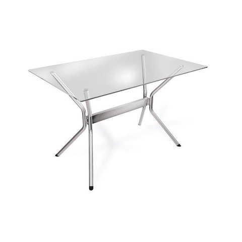 Mesa com Tampo de Vidro Retangular 120x80cm Loire Crome Prata/Cromado
